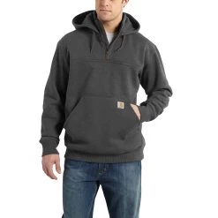 'Carhartt' Men's Rain Defender Paxton Heavyweight 1/4 Zip Hoodie - Carbon Heather