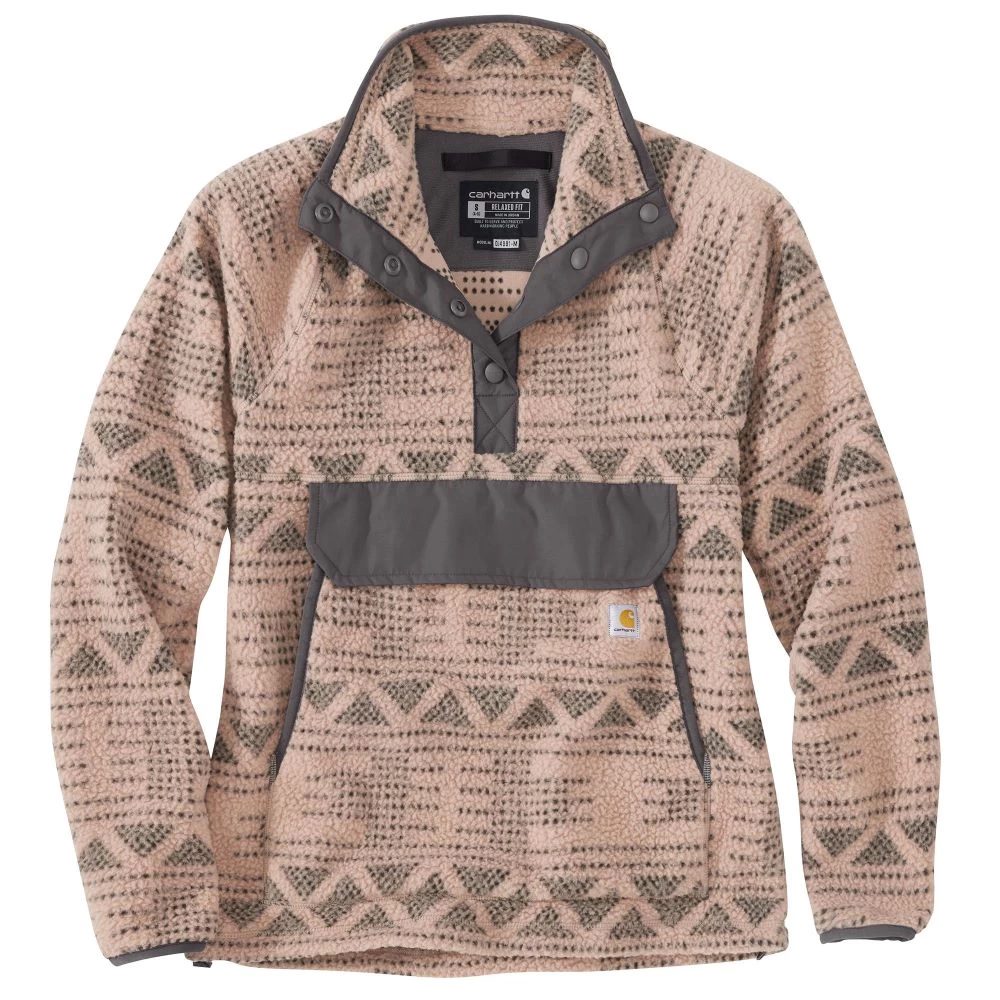 'Carhartt' Women's Fleece 1/4 Relaxed Fit Fleece Jacket - Taupe Aztec