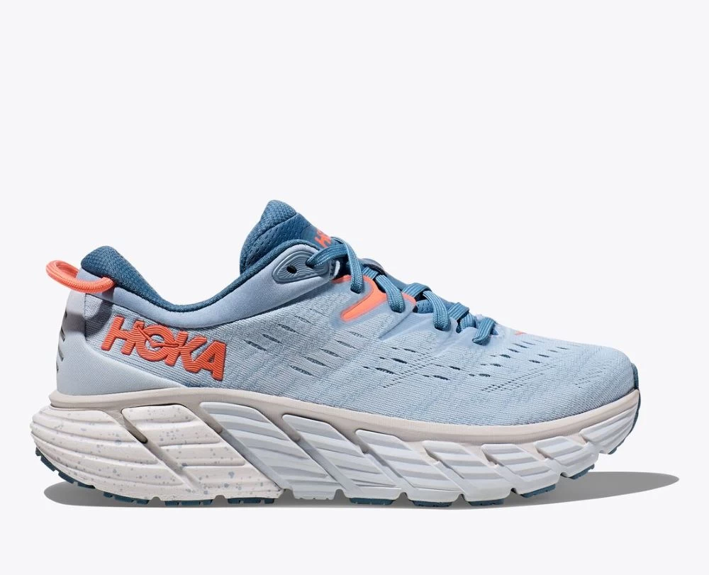 'HOKA' Women's Gaviota 4 - Blue Fog / Plein Air (Wide) - Image 4