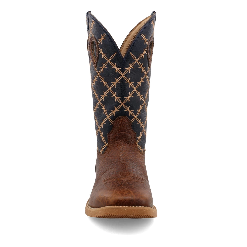 'Twisted X' Men's 12" Tech X Western Square Toe - Rustic Brown/ Navy - Image 4